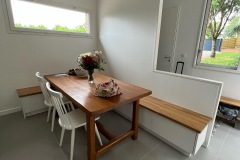 Banc en chêne et MDF laqué